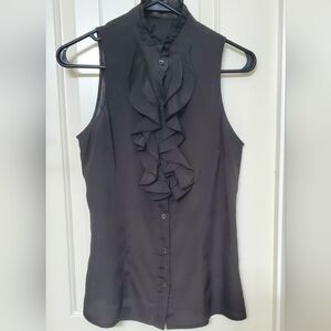 The Limited Brown Ruffled Sleeveless Blouse